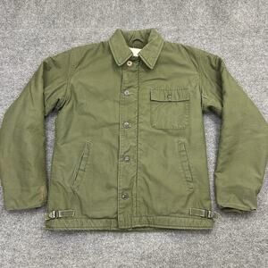 Vintage 70s US Military A-2 Cold Weather Permeable Deck Jacket Medium Green